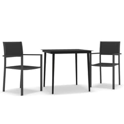 vidaXL Garden Dining Set 3 Piece Black Outdoor Patio Furniture Table and Chair