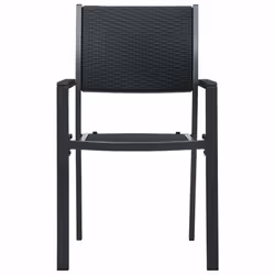vidaXL Garden Dining Set 3 Piece Black Outdoor Patio Furniture Table and Chair - Additional view 4