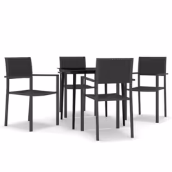 vidaXL Garden Dining Set 5 Piece Black Outdoor Patio Furniture Table and Chair