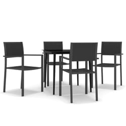 vidaXL Garden Dining Set 5 Piece Black Outdoor Patio Furniture Table and Chair