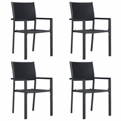 vidaXL Garden Dining Set 5 Piece Black Outdoor Patio Furniture Table and Chair