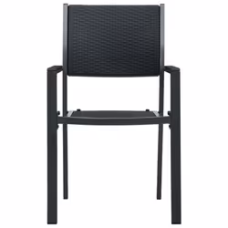 vidaXL Garden Dining Set 5 Piece Black Outdoor Patio Furniture Table and Chair - Additional view 4