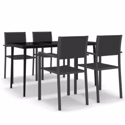 vidaXL Garden Dining Set 5 Piece Black Outdoor Patio Furniture Table and Chair