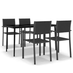 vidaXL Garden Dining Set 5 Piece Black Outdoor Patio Furniture Table and Chair