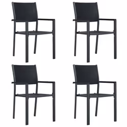 vidaXL Garden Dining Set 5 Piece Black Outdoor Patio Furniture Table and Chair