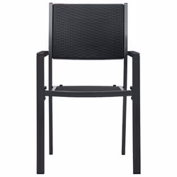 vidaXL Garden Dining Set 5 Piece Black Outdoor Patio Furniture Table and Chair - Additional view 4