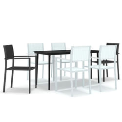 vidaXL Garden Dining Set Patio Furniture 3/5/7/9 Piece Black/White Multi Sizes - black
