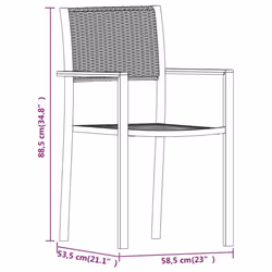 vidaXL Garden Dining Set 7 Piece Black and White Outdoor Patio Table and Chair