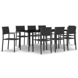 vidaXL Garden Dining Set 9 Piece Black Outdoor Patio Furniture Table and Chair