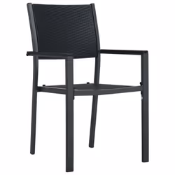 vidaXL Garden Dining Set 9 Piece Black Outdoor Patio Furniture Table and Chair