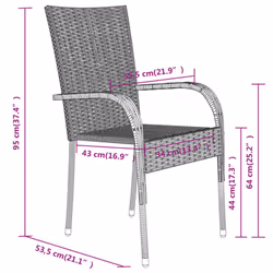vidaXL Outdoor Dining Set 3 Piece Black Patio Garden Table Chair Furniture