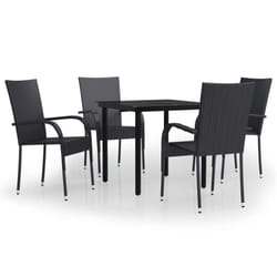 vidaXL Outdoor Dining Set 5 Piece Black Patio Garden Table Chair Furniture