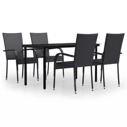 vidaXL Outdoor Dining Set 5 Piece Black Patio Garden Table Chair Furniture