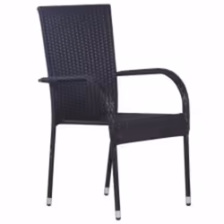 vidaXL Outdoor Dining Set 5 Piece Black Patio Garden Table Chair Furniture