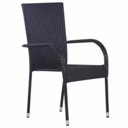 vidaXL Outdoor Dining Set 7 Piece Black Patio Garden Table Chair Furniture