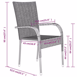 vidaXL Garden Dining Set 7 Piece Black Patio Outdoor Table and Chair Furniture - Additional view 7