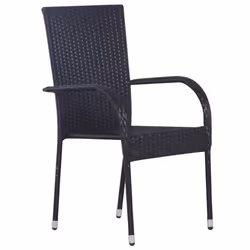 vidaXL Garden Dining Set 9 Piece Black Patio Outdoor Table and Chair Furniture