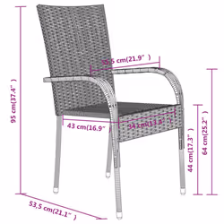 vidaXL Garden Dining Set 9 Piece Black Patio Outdoor Table and Chair Furniture