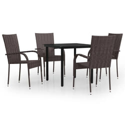 vidaXL Outdoor Dining Set 5 Piece Brown and Black Patio Garden Seat Furniture