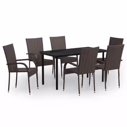 vidaXL Outdoor Dining Set 7 Piece Brown and Black Patio Garden Seat Furniture