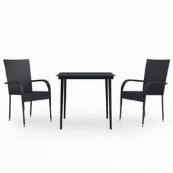 vidaXL Garden Dining Set 3 Piece Black Patio Outdoor Table and Chair Furniture