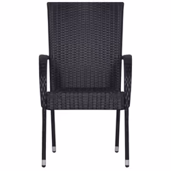 vidaXL Garden Dining Set 3 Piece Black Patio Outdoor Table and Chair Furniture - Additional view 5