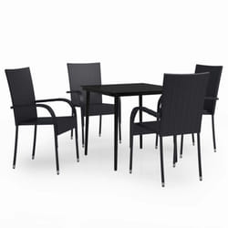 vidaXL Garden Dining Set 5 Piece Black Patio Outdoor Table and Chair Furniture