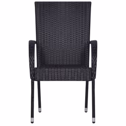 vidaXL Garden Dining Set 5 Piece Black Patio Outdoor Table and Chair Furniture - Additional view 5
