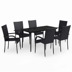 vidaXL Garden Dining Set 7 Piece Black Patio Outdoor Table and Chair Furniture