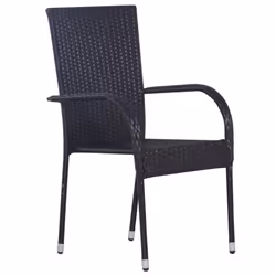 vidaXL Garden Dining Set 7 Piece Black Patio Outdoor Table and Chair Furniture - Additional view 5