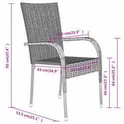 vidaXL Garden Dining Set 7 Piece Black Patio Outdoor Table and Chair Furniture - Additional view 8