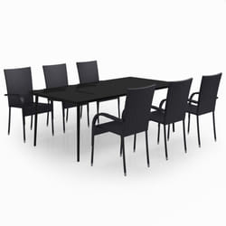 vidaXL Garden Dining Set 7 Piece Black Patio Outdoor Table and Chair Furniture