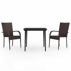vidaXL Garden Dining Set 3 Piece Brown and Black Patio Outdoor Seat Furniture