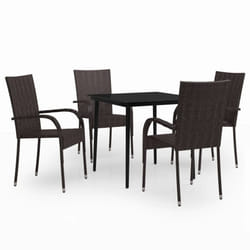 vidaXL Garden Dining Set 5 Piece Brown and Black Patio Outdoor Seat Furniture