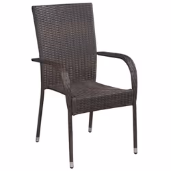 vidaXL Garden Dining Set 7 Piece Brown and Black Patio Outdoor Table and Chair