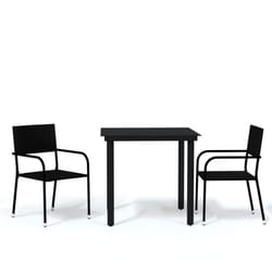 vidaXL Garden Dining Set 3 Piece Black Patio Outdoor Table and Chair Furniture