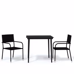vidaXL Garden Dining Set 3 Piece Black Patio Outdoor Table and Chair Furniture