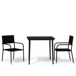 vidaXL Garden Dining Set 3 Piece Black Patio Outdoor Table and Chair Furniture