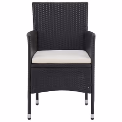 vidaXL 2x Garden Dining Chairs Poly Rattan Black Outdoor Armchair Lounge Seat
