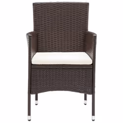 vidaXL 2x Garden Dining Chairs Poly Rattan Brown Outdoor Armchair Lounge Seat