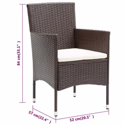 vidaXL 2x Garden Dining Chairs Poly Rattan Brown Outdoor Armchair Lounge Seat