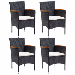 VidaXL 318502, Terrace, Padded seat, Acacia wood, Polyester, Polyrattan, Steel, Black, Cream, White, 550 mm, 580 mm