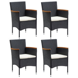 VidaXL 318502 outdoor chair Terrace Padded seat Acacia wood, Polyester, Polyrattan, Steel Black, Cream, White