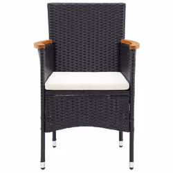 VidaXL 318502 outdoor chair Terrace Padded seat Acacia wood, Polyester, Polyrattan, Steel Black, Cream, White