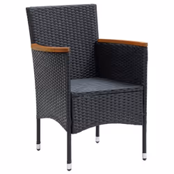VidaXL 318502 outdoor chair Terrace Padded seat Acacia wood, Polyester, Polyrattan, Steel Black, Cream, White - Additional view 4