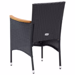 VidaXL 318502 outdoor chair Terrace Padded seat Acacia wood, Polyester, Polyrattan, Steel Black, Cream, White - Additional view 6