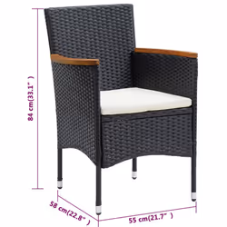 VidaXL 318502 outdoor chair Terrace Padded seat Acacia wood, Polyester, Polyrattan, Steel Black, Cream, White - Additional view 8