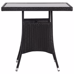 vidaXL Garden Table Outdoor Dining Table Patio Coffee Table Black Poly Rattan - 80 x 80 x 74 cm