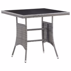 vidaXL Garden Table Outdoor Dining Table Patio Coffee Table Grey Poly Rattan - 80 x 80 x 74 cm