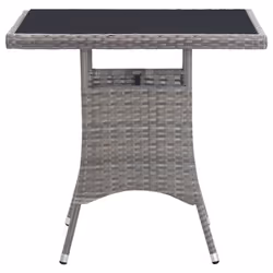 vidaXL Garden Table Outdoor Dining Table Patio Coffee Table Grey Poly Rattan - 80 x 80 x 74 cm